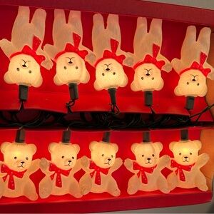 Vintage 80s Teddy Bear Novelty Christmas Tree Lights Made in Taiwan
